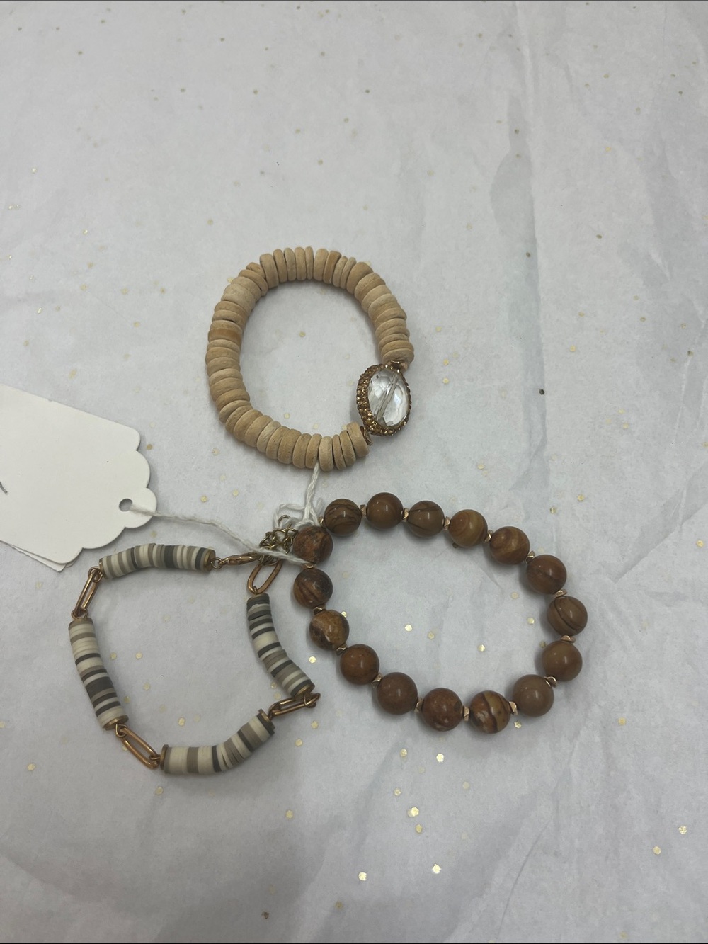 Neutral Beige & Brown Beaded Bracelet Set